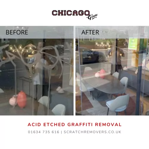 Acid Etched Graffiti Removal before & after